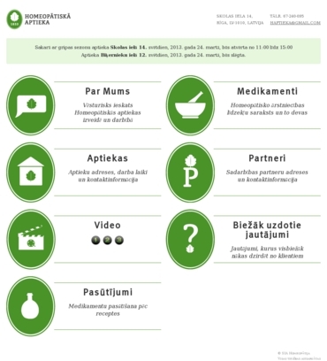 Homeopātiskā aptieka – mājaslapas www.homeopatiskaaptieka.lv ekrānuzņēmums